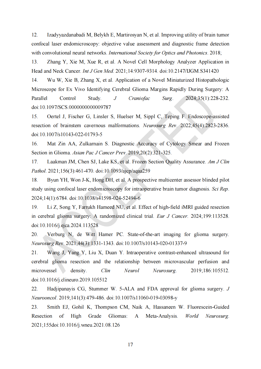 Roving histological imaging for navigation-confirmed glioma negative margin by handheld endomicroscopy: a parallel controlled study(圖17)